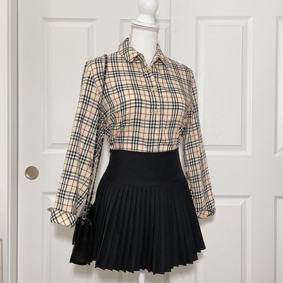 Nova check plaid collared blouse with embroidered bows - Picture 2 of 5